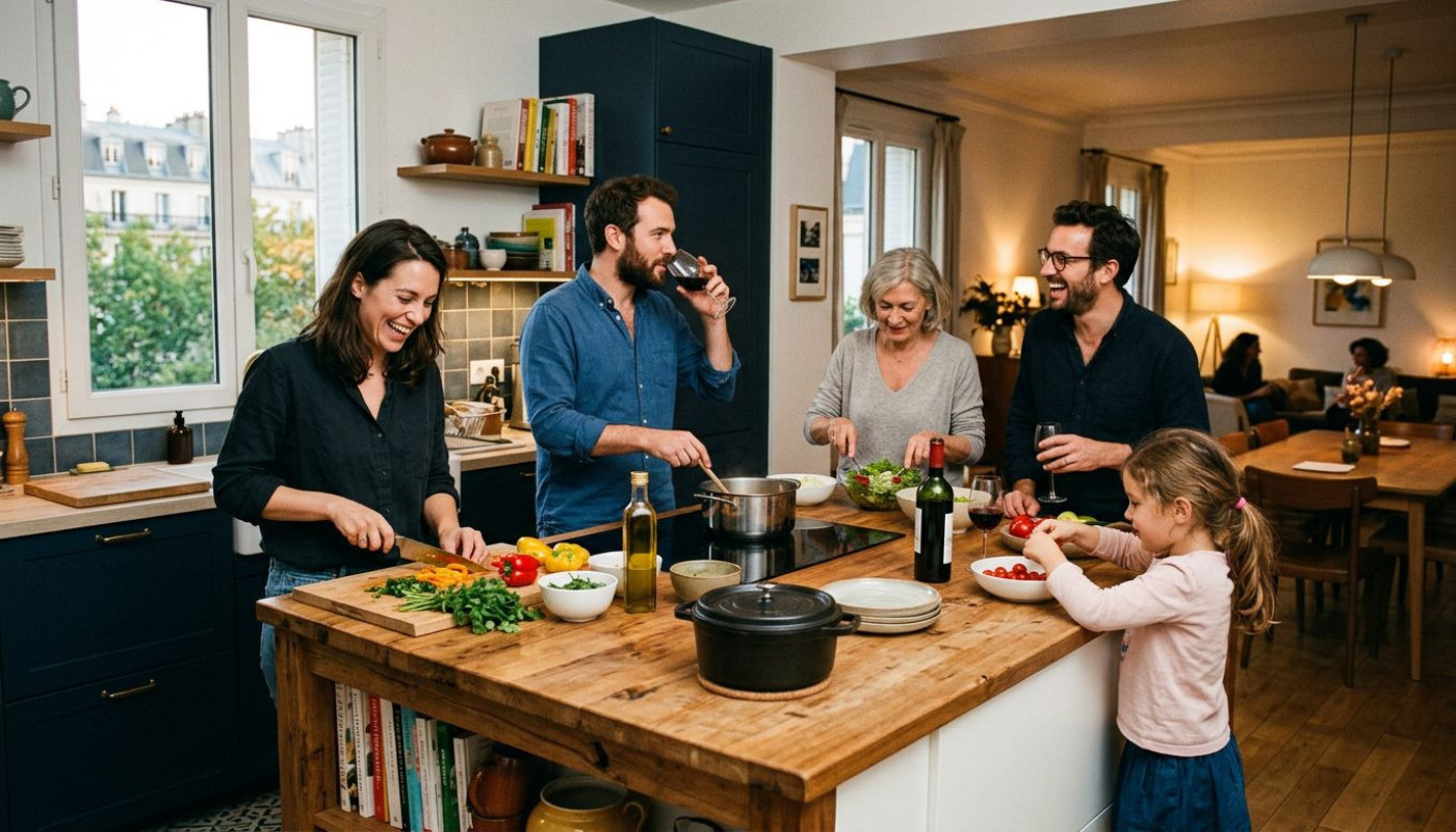 L’îlot central, catalyseur de convivialité ou perte d’espace en cuisine ?